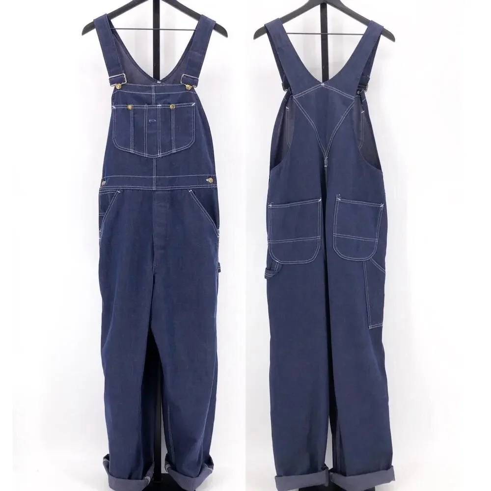 70s dark denim overalls Sears 1970s vintage